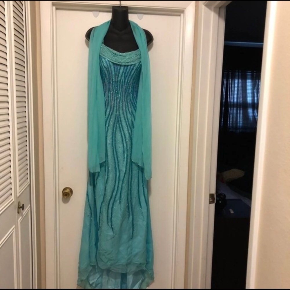 Alyce Designs Silk Beaded Prom / Pageant Dress